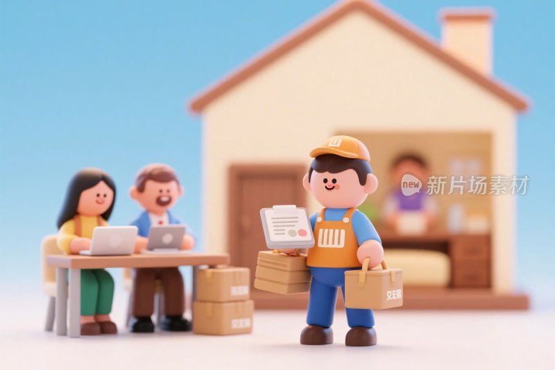 快递送货场景插画