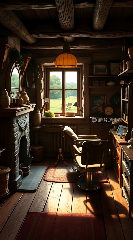 阳光下的温馨木屋