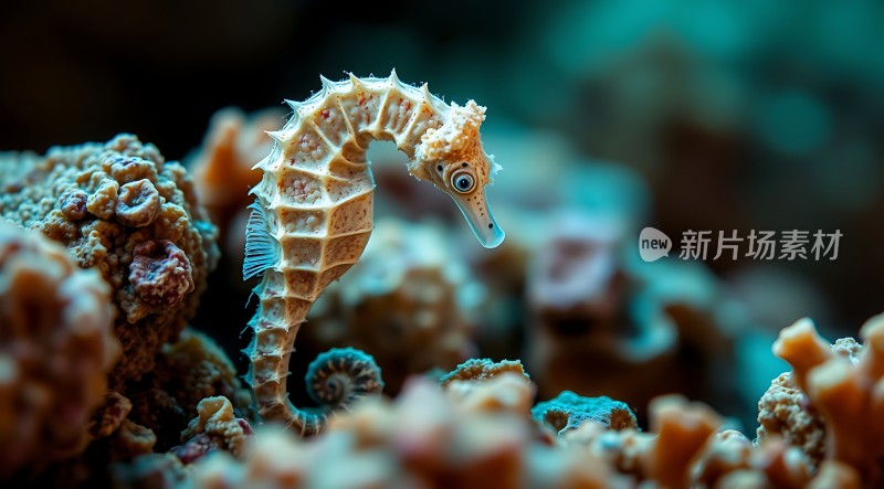 海马在珊瑚丛中探出头