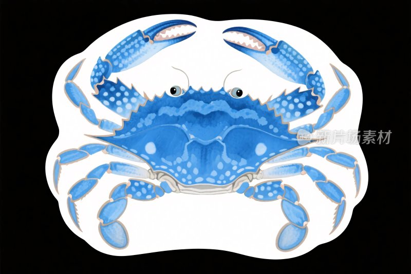 蓝色卡通螃蟹插画