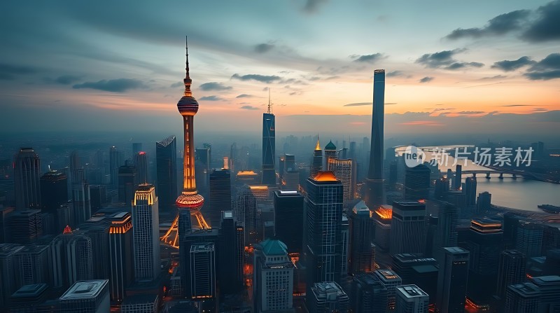 东方明珠与城市夜景