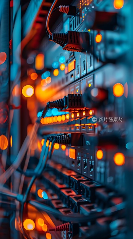 服务器集群数据中心的夜晚