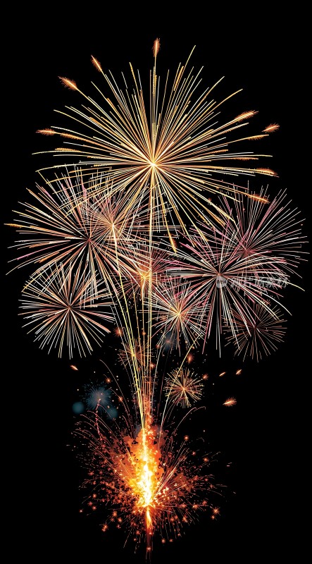 夜空烟花绽放色彩斑斓光芒四射