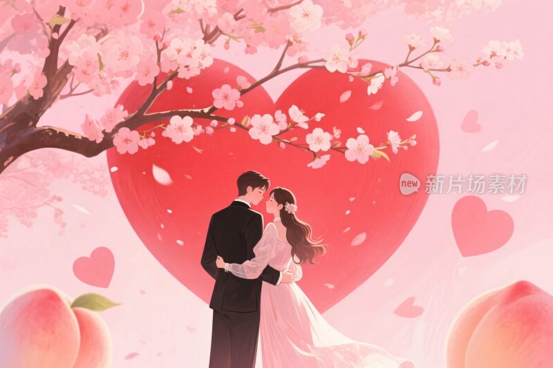 浪漫情侣爱心插画