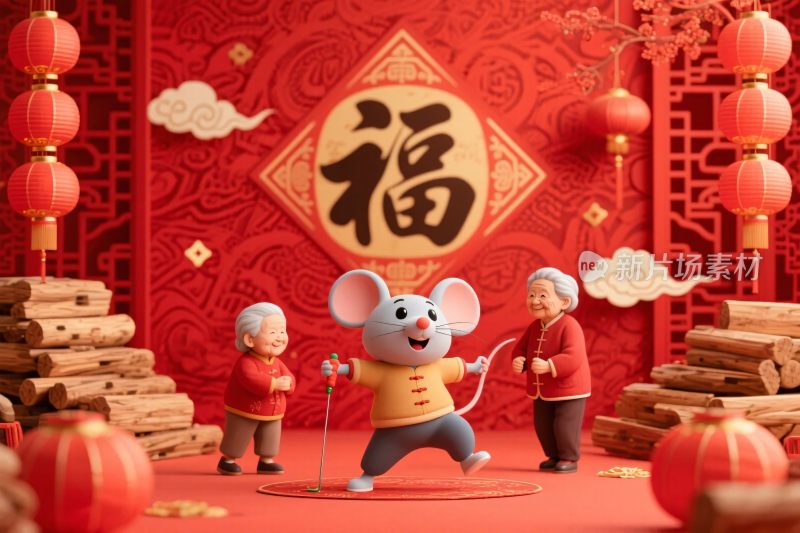 新年生肖祝福场景