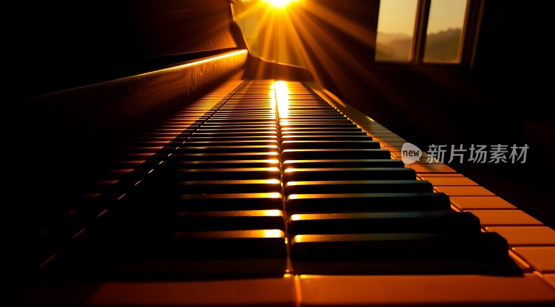钢琴上的金色阳光