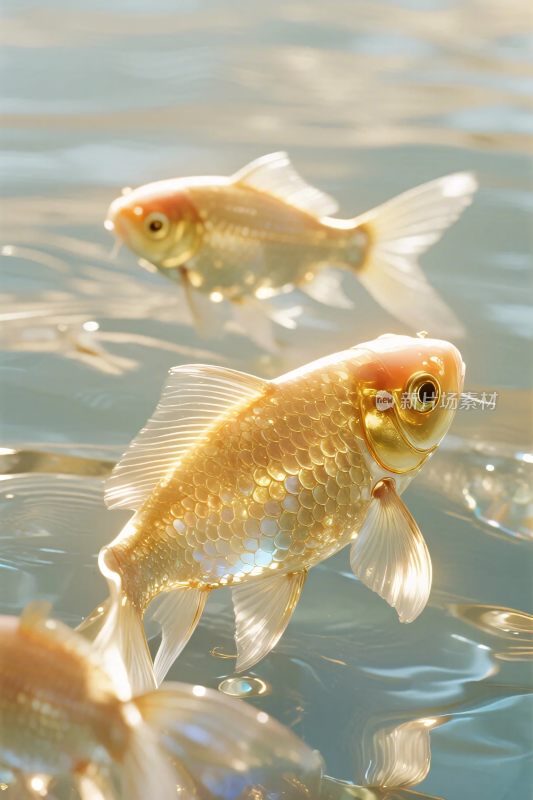 水中游动的金鱼