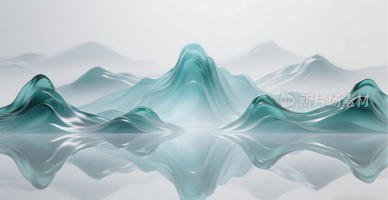 3D通透琉璃质感山峦山脉背景