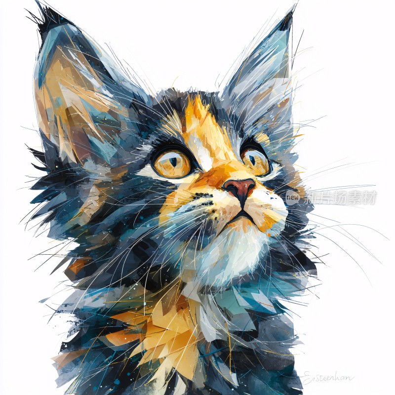 彩色插画风格的可爱猫咪