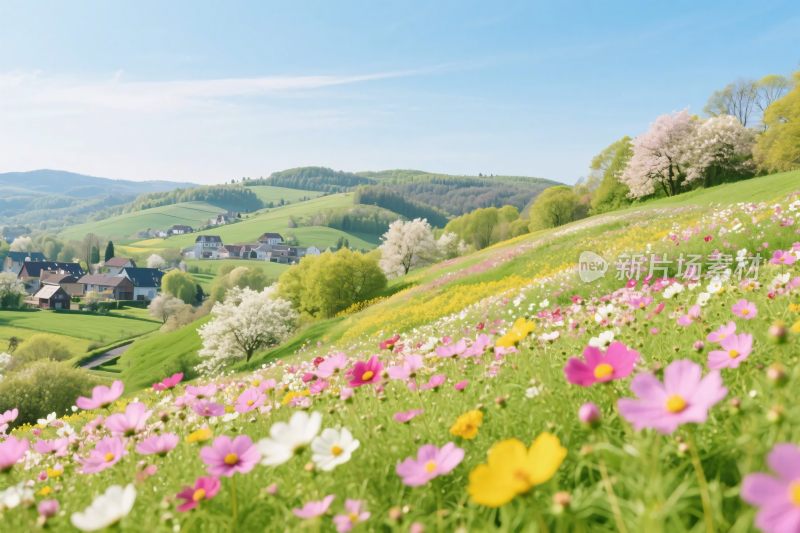 乡村野花草地风景