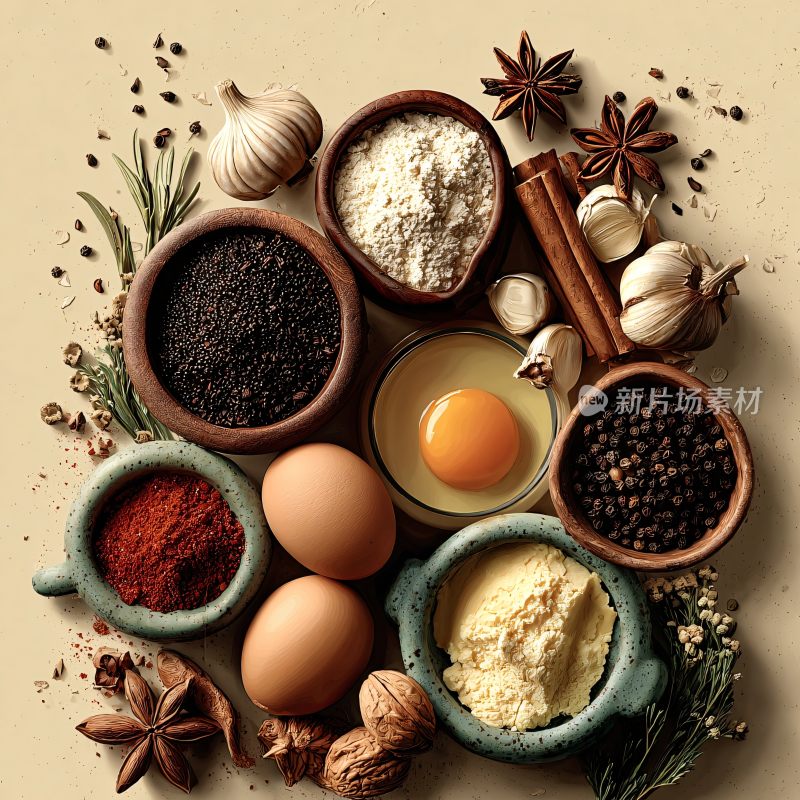 多样烹饪食材组合画面