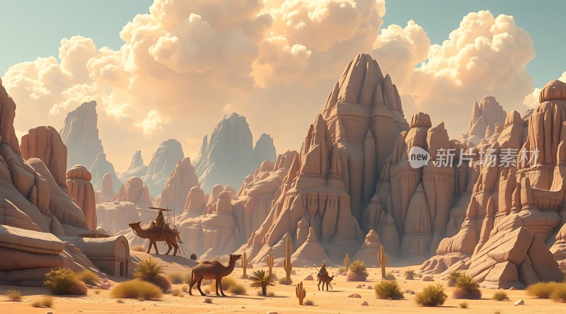 沙漠驼队穿越奇幻峡谷之旅