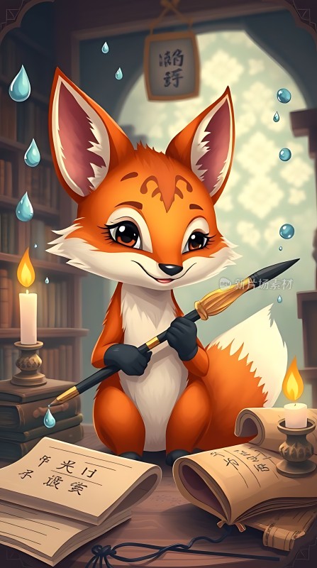 书屋里的狐狸小画家