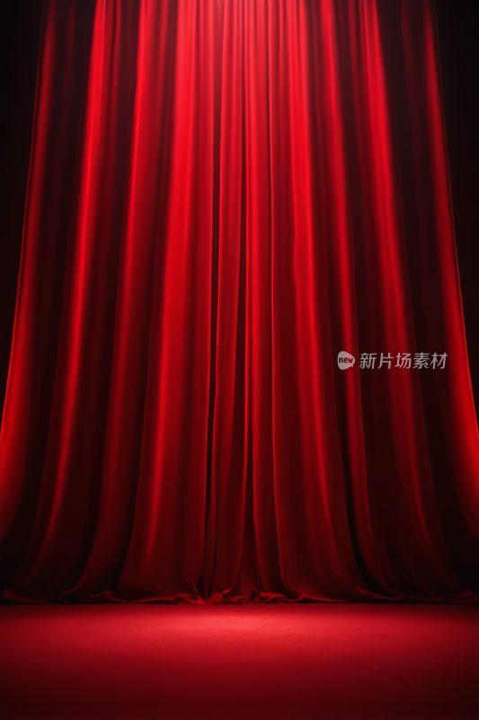 红色窗帘聚光灯从中射出高清背景纹理图片