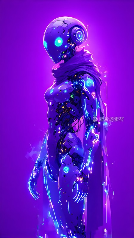 紫色机器人科技感十足