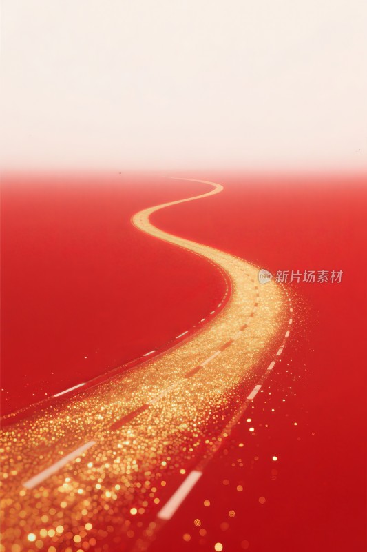 红色背景下的金色丝绸之路