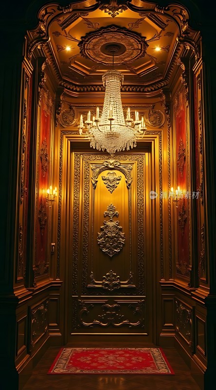 金色吊灯照耀下的华丽走廊