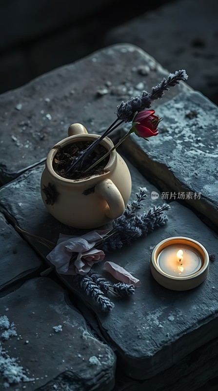 暗夜花语烛光摇曳