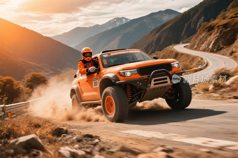 橙色越野车在山间公路驰骋