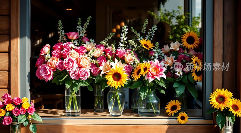 阳光下的花艺展示