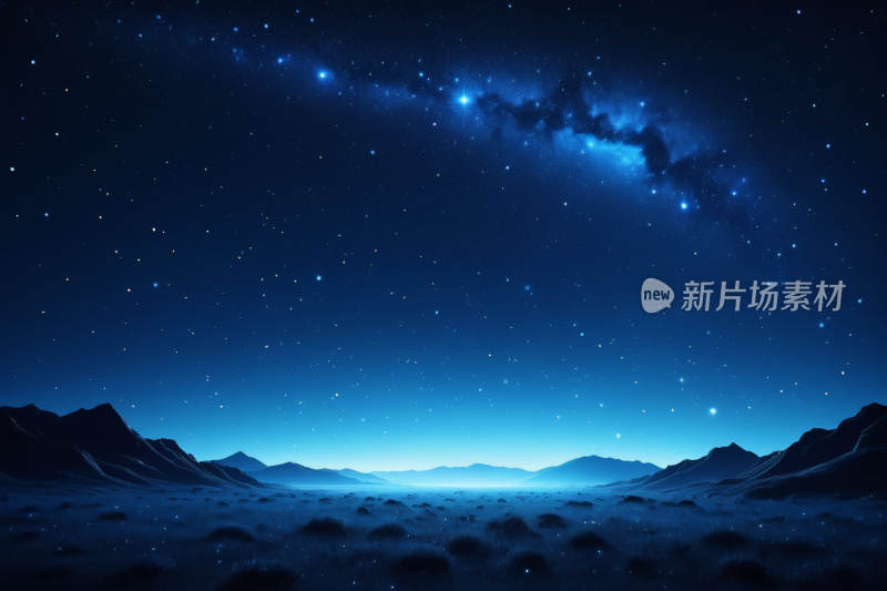 星空夜空有山脉和遥远的星系背景纹理图片