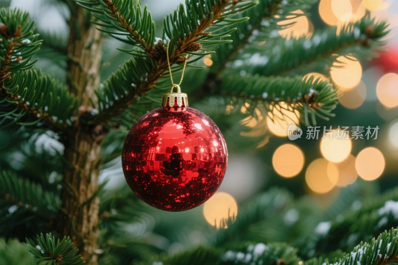 圣诞球松枝装饰