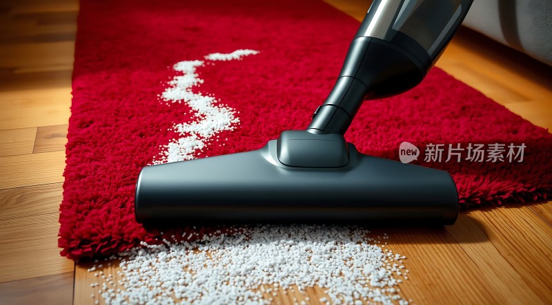 吸尘器清洁红色地毯