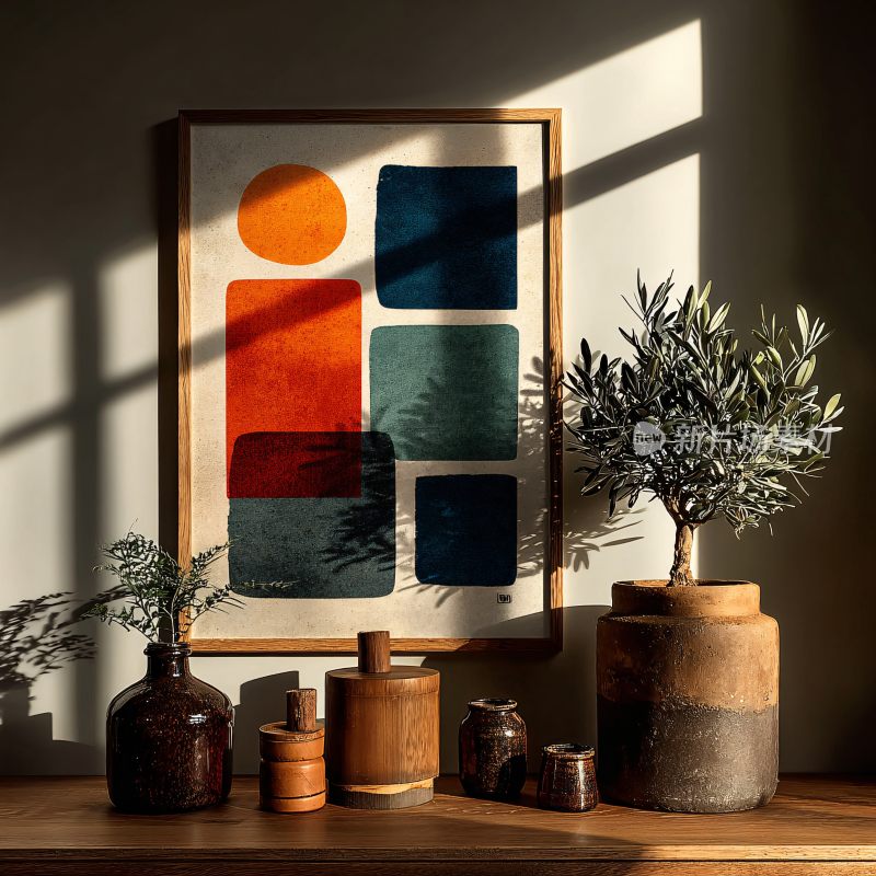 室内装饰画与摆件光影场景
