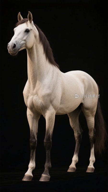 站立的白色骏马