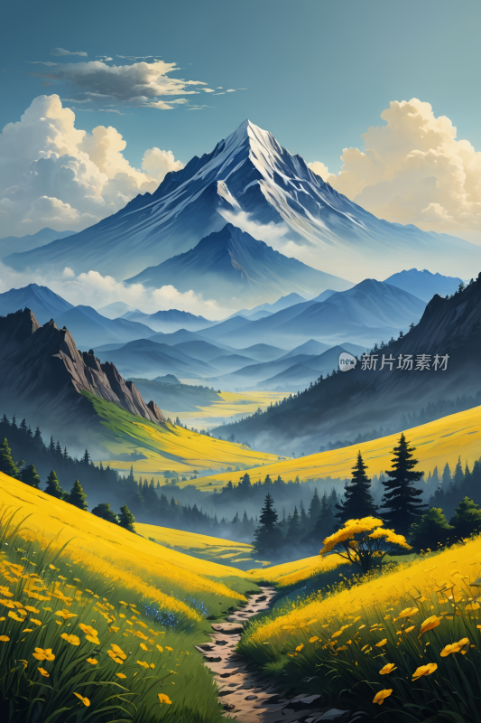 有通往山谷的小路山景高清插图片