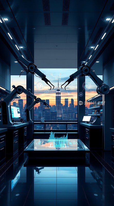 智能机器人实验室未来科技感十足