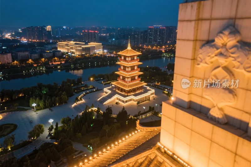 城市夜景古塔风光