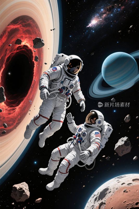 宇航员太空科幻场景插画
