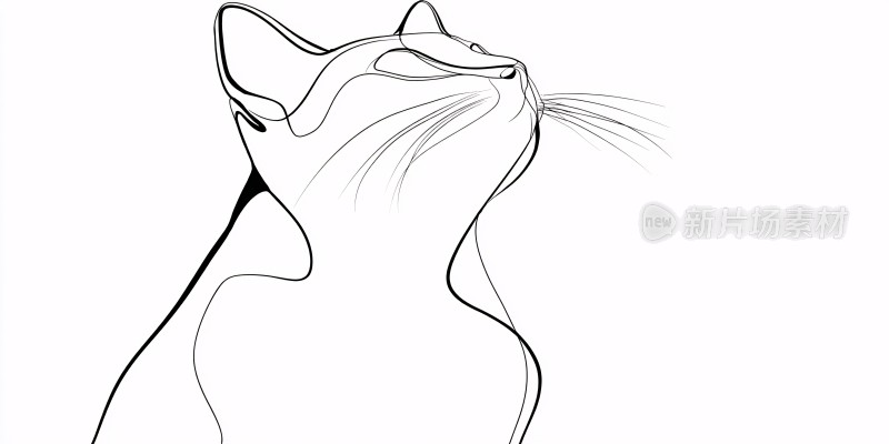 线条勾勒的仰头猫咪