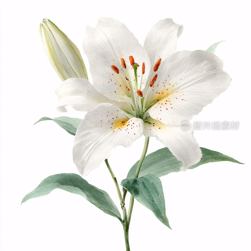 白色百合花插画