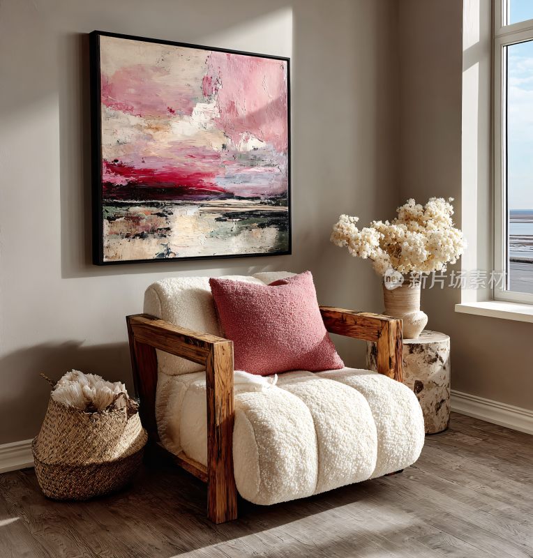 室内温馨角落与艺术挂画