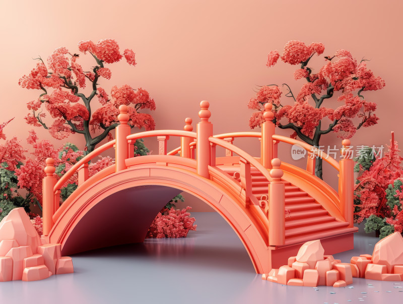 中国风桥3D