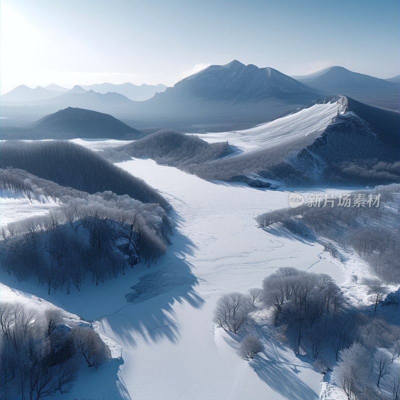 长白山雪景全景