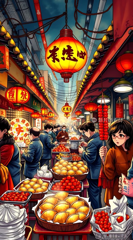 春节庙会热闹非凡琳琅满目的年货让人目不暇接