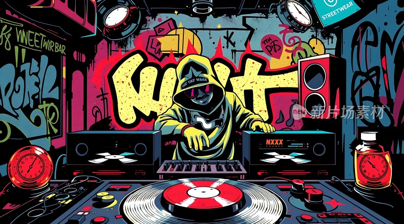 街头音乐节上的活力DJ