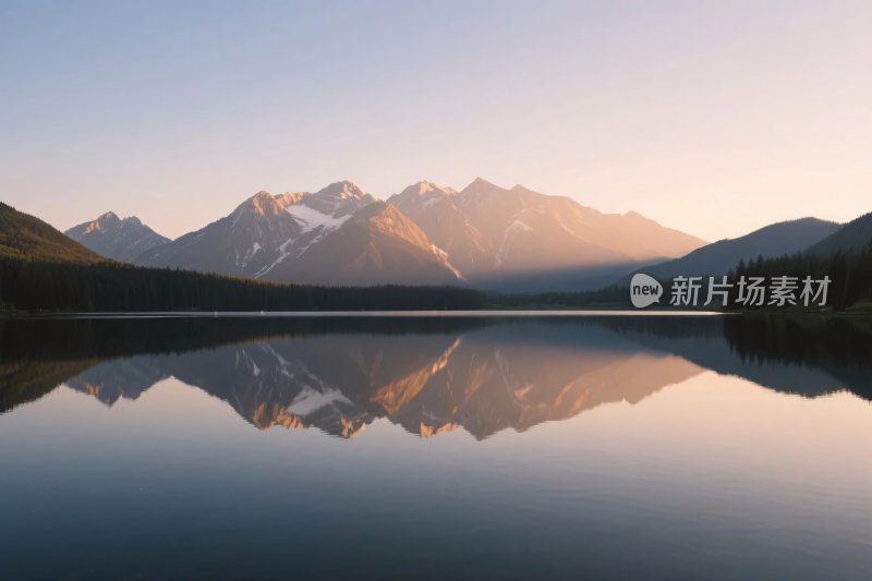 山水湖泊倒影图