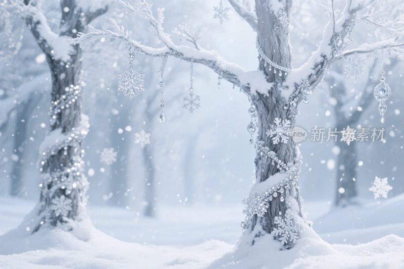 冬日雪景森林插画