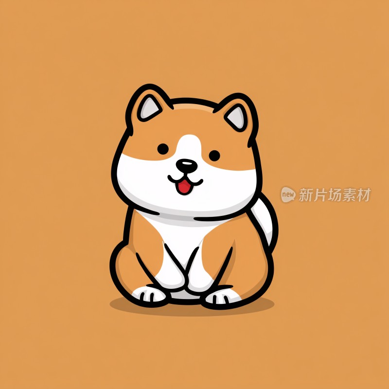 可爱坐姿柴犬插画