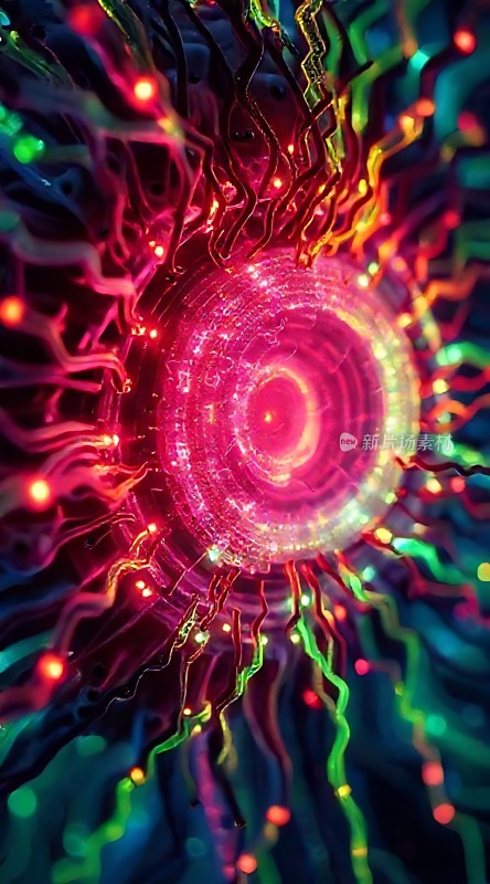 五彩光晕环绕神秘能量源