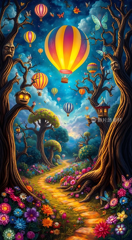 彩色热气球梦幻森林之旅