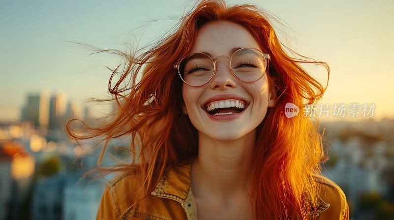 阳光下的微笑女孩