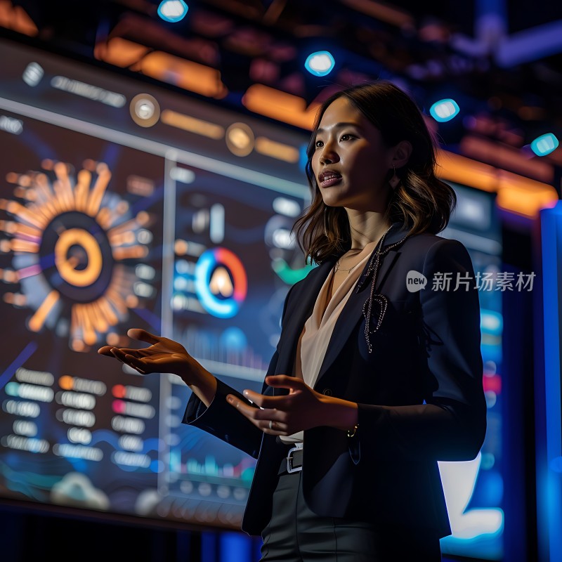 新片场素材  现代商务女性演讲