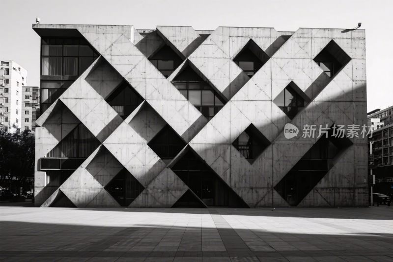 现代几何建筑黑白摄影