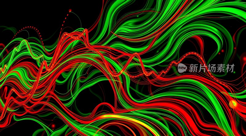 红色与绿色交织的光影流动艺术