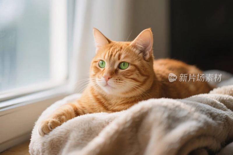 橘猫靠窗休息